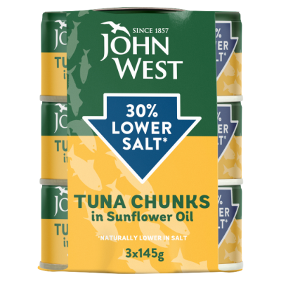 3 Pack Lower Salt Tuna Chunks in Sunflower Oil