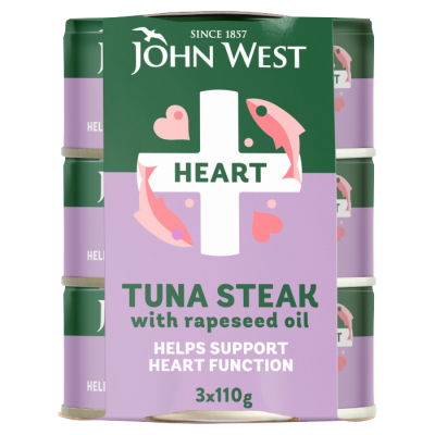 3 Pack HEART No Drain Tuna Steak with Rapeseed Oil 