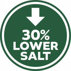 30% lower in salt