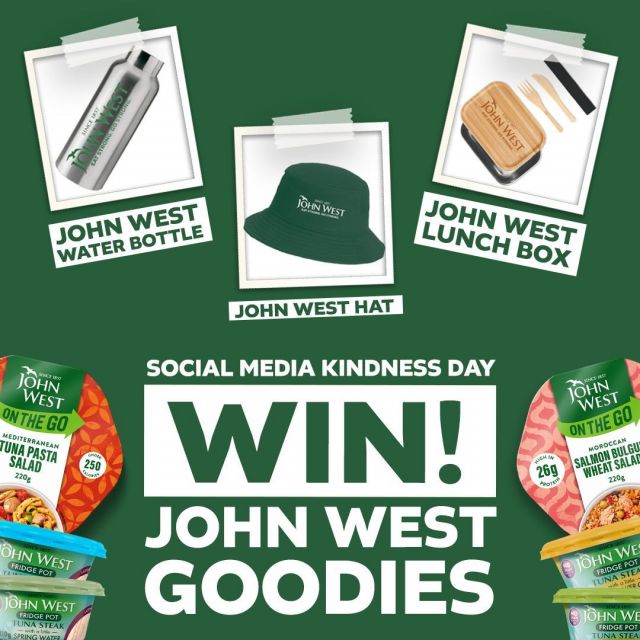 **THIS GIVEAWAY IS NOW CLOSED. ENTRIES WILL NOT BE COUNTED**

This Social Media Kindness Day, we wanted to do our bit to spread a little cheer with a goodie giveaway.

To be in with a chance of winning one of FIVE John West water bottle, lunch box, bucket hat AND product bundles – and all you have to do is:

Follow @JohnWestUK 
Like this post
Tag a friend.
Share to your story (make sure you tag @johnwestuk so we can see!)

T&Cs apply. Competition ends 22/11/23. The winner will be announced in our story.